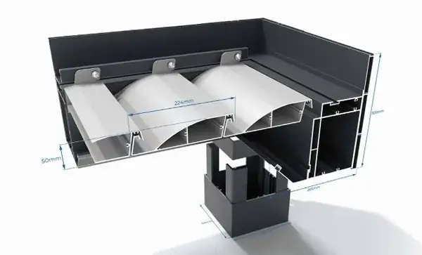 Lames orientables en aluminium d'une pergola bioclimatique
