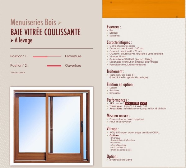 Baie vitrée coulissante bois à levage Bourgoin-Jallieu — DMS Menuiseries